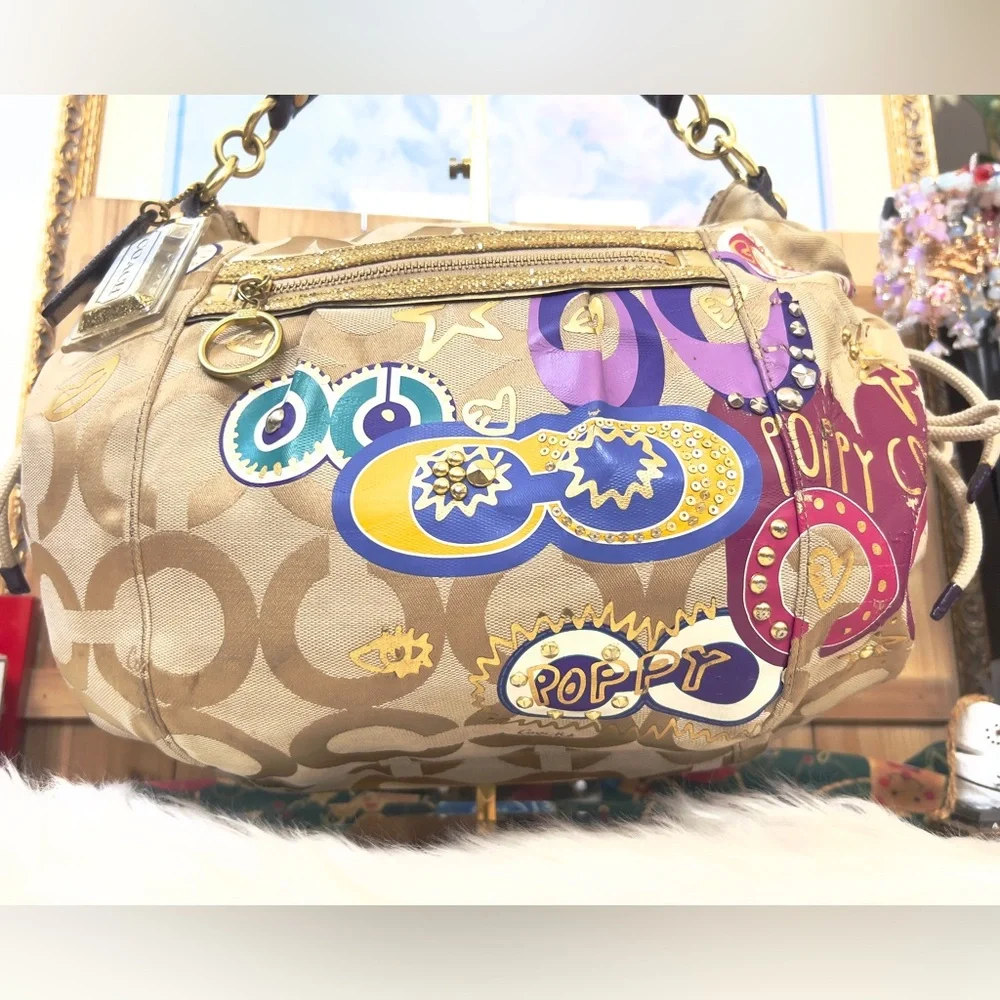 💜Coach Poppy Multicolor Signature Hobo Bag - Picture 5 of 16